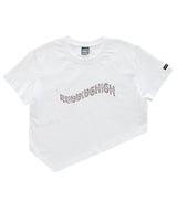 GLITTER LOGO UNBALANCE CROP TEE (6589981622390)