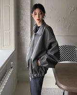 （UNISEX）ネブハイネックレザーブルゾン