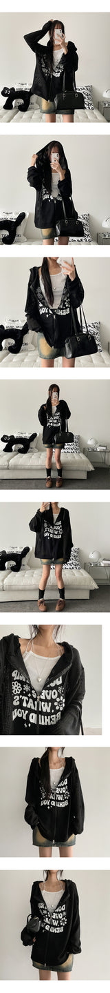 Bay Overfit Two-Way Knitwear Zip-Up Hoodie