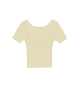 スクエアネック リベッドニット クロップトップ / SQUARE NECK RIBBED KNIT CROP TOP BUTTER YELLOW