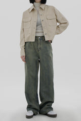 オリーブウォッシュデニムパンツ / Olive washed denim pants