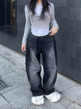 スクールルックシャツカーディガンレイヤードセット / School Look Shirt Cardigan Layered Set