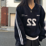 [BELLIDE MADE] セカンドトラックVネックオーバーサイズフィットスウェットシャツ