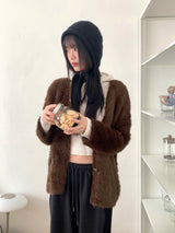 She's double button angora cardigan