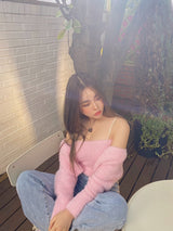 sky pink top cardigan (6676065026166)