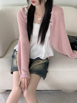 夏 ベーシック ストリング リボン クロップド ボレロ カーディガン/[6 colors] Honey Summer Basic String Ribbon Cropped Bolero Cardigan