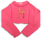Neckline Cut-out Toggle Knit Crop Top (6676025573494)