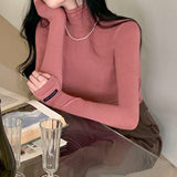 サイドシャーリングレーベルタートルネックTシャツ