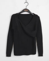Lobil twist wrap V-neck ribbed long-sleeve knit