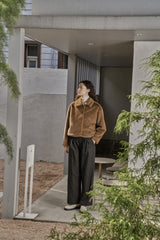 フェイクファーショートコート/FAKE FUR SHORT COAT_BROWN