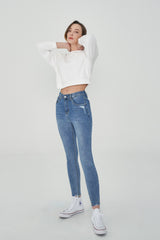 ハイウェストスキニージーンズ/HIGH WAIST LIGHT BLUE SKINNY JEAN [6808]