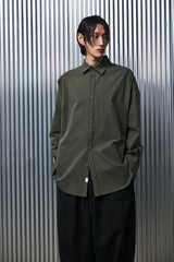 EARTH-COLOR PLEATS SHIRT (Dense Forest) / アースカラープリーツシャツ