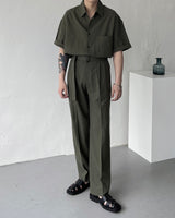 リネンショートスリーブボックスシャツ / ECT linen short-sleeved box shirt (4 colors)