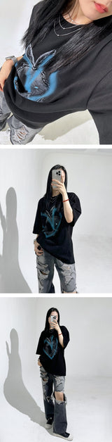 ラビットスプレーオーバーフィットTシャツ