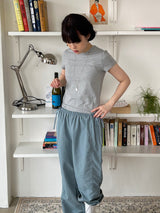 ribbon string pants (blue-gray)