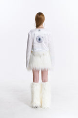 イェティホワイトリバーシブルフォーファーボレロ / Yeti white reversible faux fur bolero
