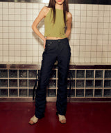 デタッチャブルストラップシャーリングパンツ / DETACHABLE STRAP SHIRRING PANTS (INDIGO BLUE)