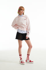 チェリーオープンカラースウェットシャツ / CHERRY OPEN COLLAR SWEATSHIRT [SALMON]