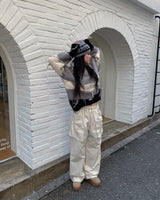 タッセルカラーリングストライプニット