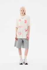 ドゥードゥルチェリーハーフレングスバンディングパンツ / DOODLE CHERRY HALF LENGTH BANDING PANTS [MELANGE GRAY]