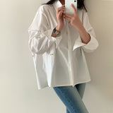 [Good Detail] Two-type Overfit Snap Button Shirt