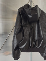【PREMIUM/MADE】ナットレザーラベルクロップフードジャンパー