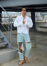 レイストライプクロップシャツ / Ray Stripe Crop Shirt 2COLOR
