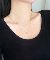 レイヤードシンプルムーンネックレス / Layered simple moon necklace / 2 color