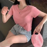 デイリーラベルセミクロップショートスリーブTシャツ