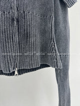 Gradient Off-Shoulder Zip-Up Knitwear