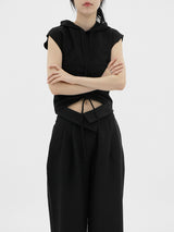 シャーリングスリーブレスフード / Shirring sleeveless hood (2color)