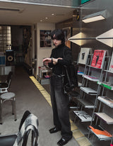 スレーブピンタックワイドデニムパンツ (2 color)