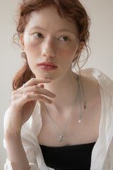 ハートポイントメランジストリングネックレス/Heart point melange string necklace