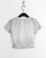 ルーバーヒッププリンティングプリントクロップド半袖Tシャツ