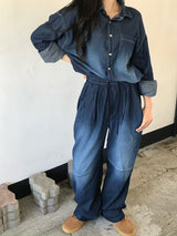 Deep ocean denim set up shirt