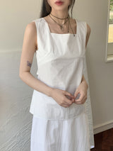リボン ノースリーブ ベスト ブラウス/ Betin Back-slit Ribbon Sleeveless Vest Blouse