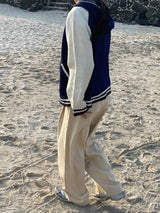 Navi button hood cardigan 