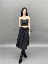 サテンキューブコルセットトップ/798. Satin curve corset top (2color)
