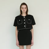  LINE BUTTON JACKET, BLACK