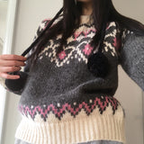 [Wool 10] キャンドルハートノルディックパターンラウンドニット