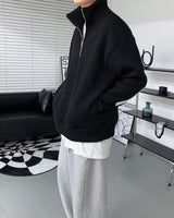 レザーパッチセミジップアップ/MT leather patch semi zip-up (3 colors)
