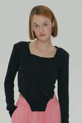  SOFT SQUARE NECK TOP / BLACK