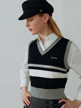 PREPPY KNIT VEST BLACK