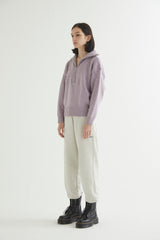 HALF ZIP UP PUNCHING ARGYLE SWEATER LAVENDER (6613773844598)
