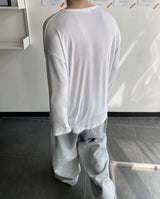 No.9332 loose peach Uneck T (4color) (6677858353270)