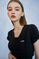 HIDE Lettuce Edge Cardigan Top (Black) (6570973233270)