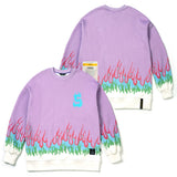 21 FLAME OVERSIZED HEAVY SWEAT CREWNECK PURPLE / BLACK (6622946001014)