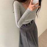 ウエストエンファサイジングサイドシャーリングUネックTシャツ