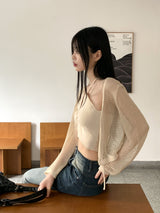 ゼルブホルターストリングパッドネットカーディガンセット / [SET] Zelv Halter String Padded Net Cardigan Set