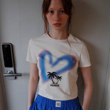 ハートパームツリークロップT / HEART PALM TREE CROP TEE_BEIGE